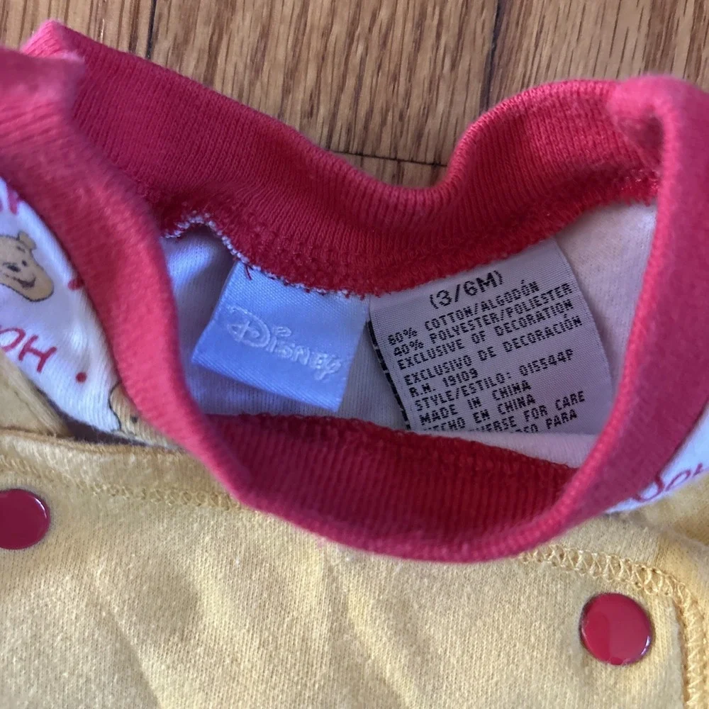 Disney Winnie‎ the Pooh Baby Romper and T-Shirt Set Yellow Red 3-6 Mths Vintage